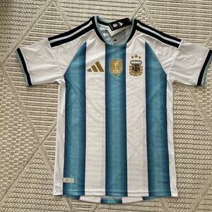 adidas White and Blue Soccer Jersey